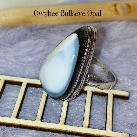 Amazing Owyhee Blue Opal Gemstone Chunky Handmade Ring - Picture 2 of 9